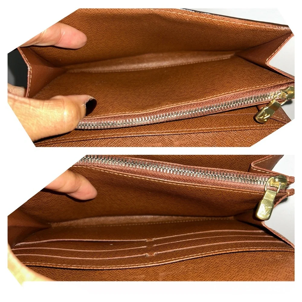 LOUIS VUITTON Coated Canvas Monogram Sarah Women’s Long Wallet Brown Authentic